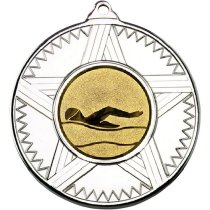 Swimming Striped Star Medal | Silver | 50mm