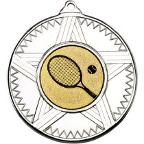Tennis Striped Star Medal | Silver | 50mm