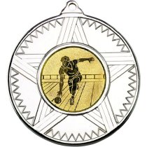 Ten Pin Striped Star Medal | Silver | 50mm