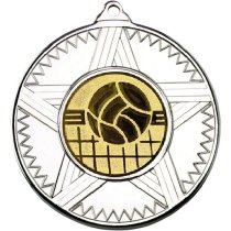 Volleyball Striped Star Medal | Silver | 50mm