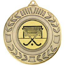 Hockey Wreath Medal | Antique Gold | 50mm