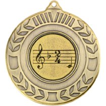 Music Wreath Medal | Antique Gold | 50mm