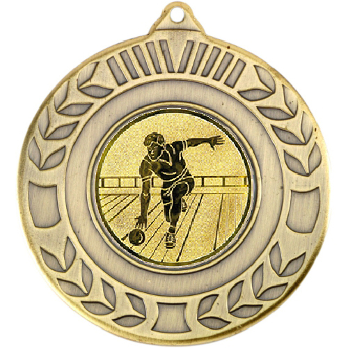 Ten Pin Wreath Medal | Antique Gold | 50mm