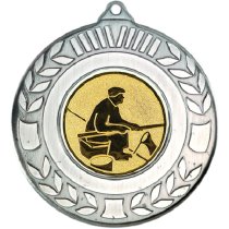 Fishing Wreath Medal | Antique Silver | 50mm