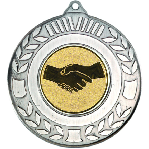 Handshake Wreath Medal | Antique Silver | 50mm