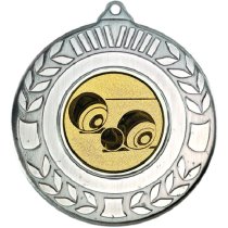 Lawn Bowls Wreath Medal | Antique Silver | 50mm