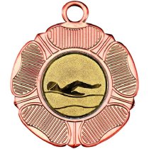 Swimming Tudor Rose Medal | Bronze | 50mm