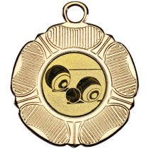 Lawn Bowls Tudor Rose Medal | Gold | 50mm