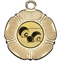 Lawn Bowls Tudor Rose Medal | Gold | 50mm