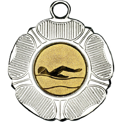 Swimming Tudor Rose Medal | Silver | 50mm
