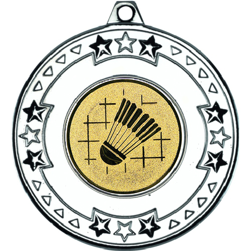 Badminton Tri Star Medal | Silver | 50mm