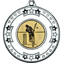 Cricket Tri Star Medal | Silver | 50mm