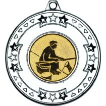 Fishing Tri Star Medal | Silver | 50mm