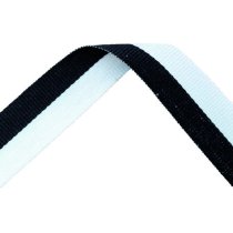 Black and White Medal Ribbon with metal clip | 22mm x 800mm