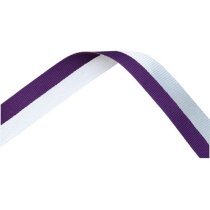 Purple and White Medal Ribbon with metal clip | 22mm x 800mm