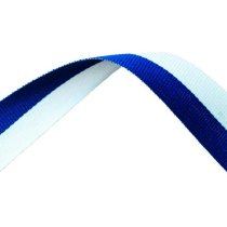 Blue and White Medal Ribbon with metal clip | 22mm x 800mm