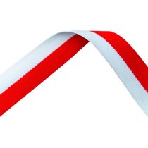 Red and White Medal Ribbon with metal clip | 22mm x 800mm