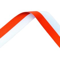 Orange and White Medal Ribbon with metal clip | 22mm x 800mm