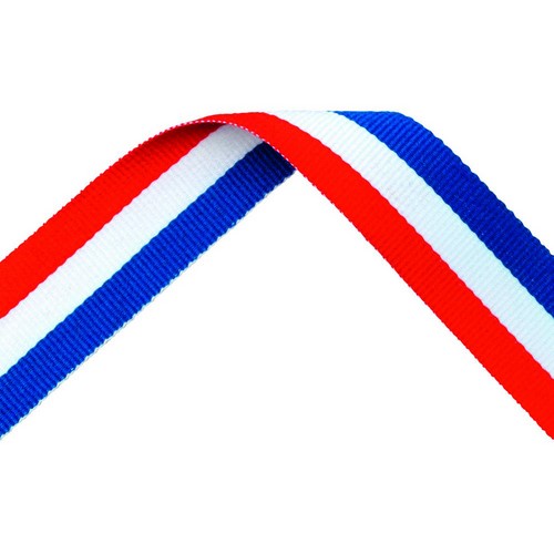 Red White and Blue Medal Ribbon with metal clip | 22mm x 800mm