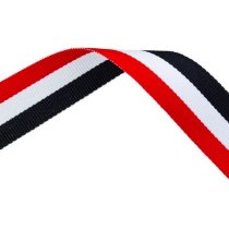 Red White and Black Medal Ribbon with metal clip | 22mm x 800mm