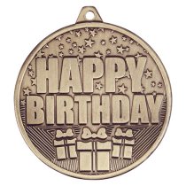 Cascade Happy Birthday Iron Medal | Antique Gold | 50mm