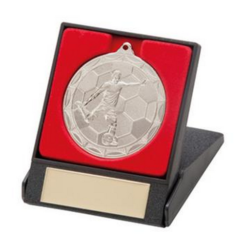 Impulse Football Medal in Box | 50mm | Silver