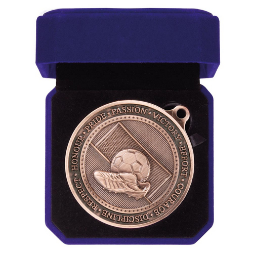 Olympia Football Boot Medal in Box | 70mm | Antique Bronze