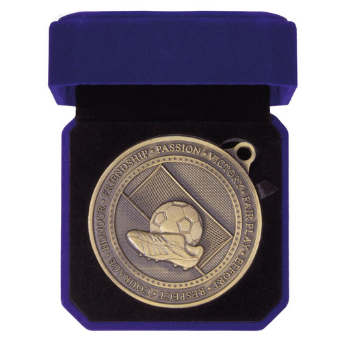 Olympia Football Boot Medal in Box | 70mm | Antique Gold