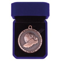 Power Boot Football Medal in Box | 50mm | Antique Bronze