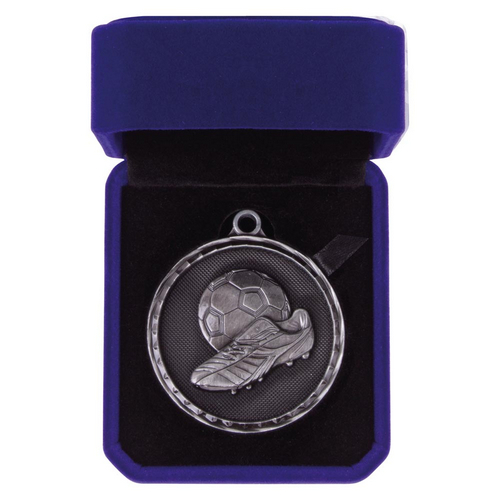 Power Boot Football Medal in Box | 50mm | Antique Silver