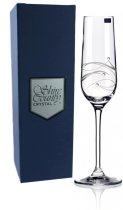 Shire County Cut Crystal Diamond Flute Glass | Features 3 Diamante Crystals | Gift Carton