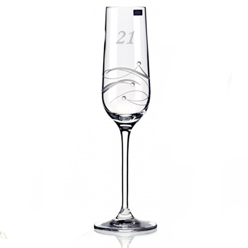 Shire County Hand Cut Crystal Diamond Flute Glass | Set with Swarovski Crystals | Gift Carton