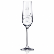 Shire County Hand Cut Crystal Diamond Flute Glass | Set with Swarovski Crystals | Gift Carton