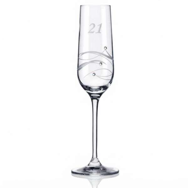 Shire County Hand Cut Crystal Diamond Flute Glass | Set with Swarovski Crystals | Gift Carton