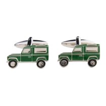 Green Land Rover Cuff Links in Personalised Silver Box