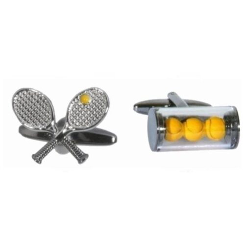 Tennis Raquets & Balls Cuff Links in Personalised Silver Box