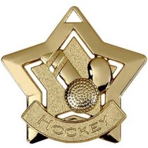Mini Star Hockey Medal | 60mm | Gold | Supplied Unengraved