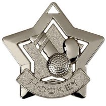 Mini Star Hockey Medal | 60mm | Silver | Supplied Unengraved