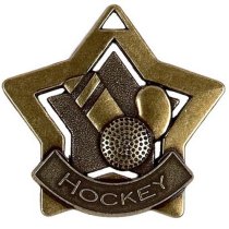 Mini Star Hockey Medal | 60mm | Bronze | Supplied Unengraved