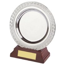 Silver Plated Salver on Wood Stand | 130mm | G7