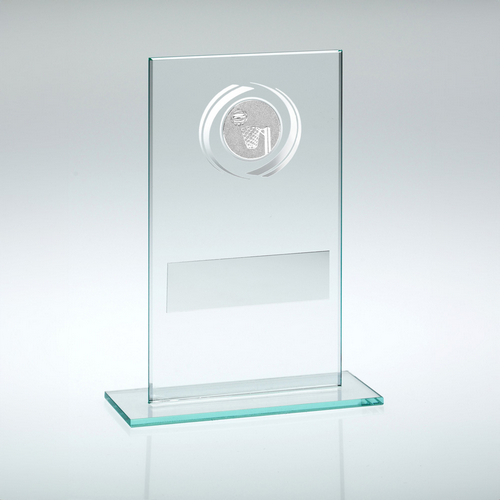 Jade/Silver Glass Netball Trophy | 140mm