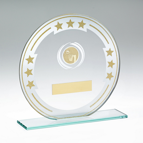 Jade/Silver/Gold Glass Netball Trophy | 178mm