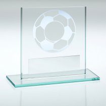 Jade Glass With Silver Football Trophy | 83mm