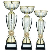 Gold/Matt Silver 3 Stripe Trophy Cup | 349mm