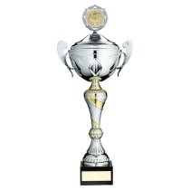 Silver/Gold Trophy Cup With Handles, Lid | 356mm
