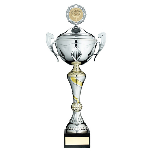 Silver/Gold Trophy Cup With Handles, Lid | 406mm