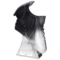 Power Boot Football Trophy | Heavyweight | Black to Platinum | 160mm | G5