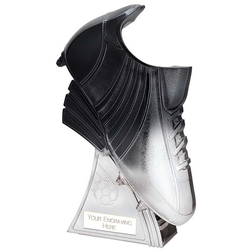 Power Boot Football Trophy | Heavyweight | Black to Platinum | 230mm | G7