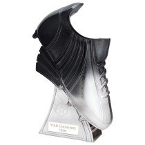 Power Boot Football Trophy | Heavyweight | Black to Platinum | 250mm | G25