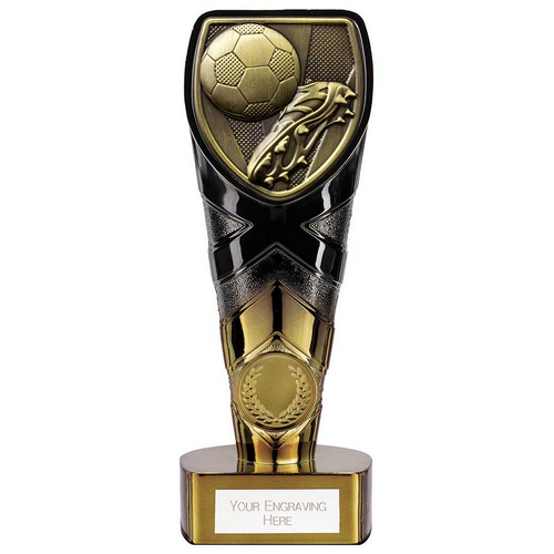 Fusion Cobra Football Boot & Ball Trophy | Black & Gold | 175mm | G7